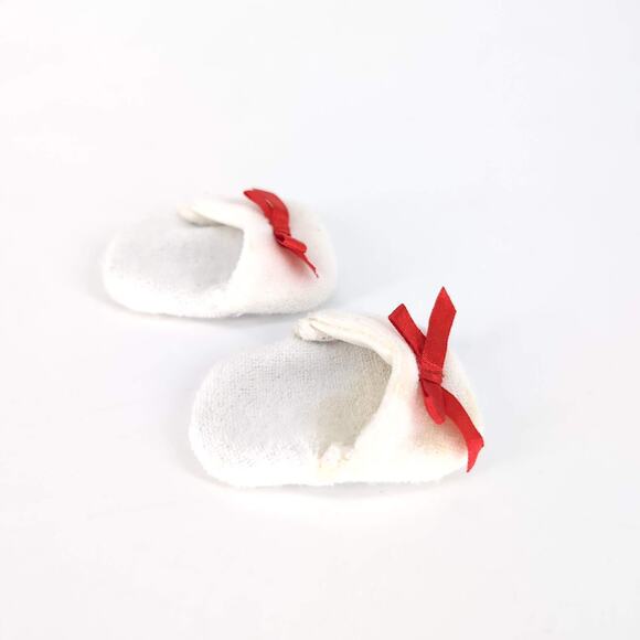 Unbranded White Fabric Doll Slippers/Slides with Red Ribbons for 18" Dolls - GUC - Picture 9 of 12